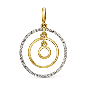 Подвеска из желтого золота с фианитами