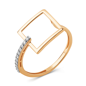 Кольцо из красного золота с фианитами