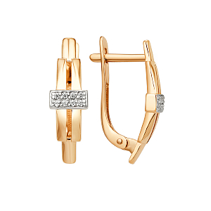 Серьги из красного золота с фианитами