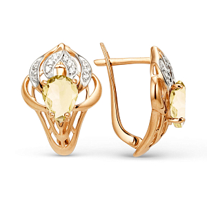 Серьги из красного золота с цитринами