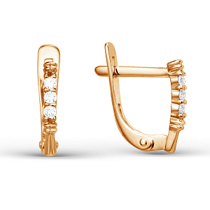 Серьги из красного золота с фианитами