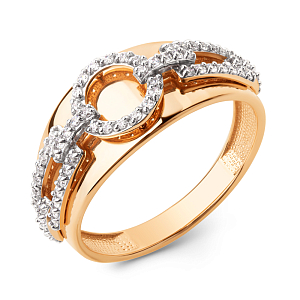 Кольцо из красного золота с фианитами