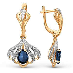 Серьги из красного золота с корундами