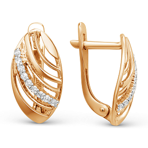 Серьги из красного золота с фианитами