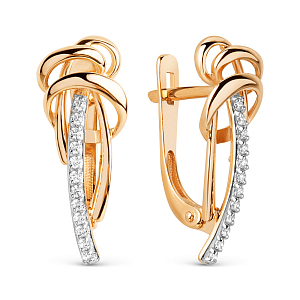 Серьги из красного золота с фианитами