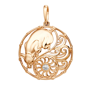 Подвеска из красного золота с фианитом