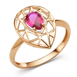 Кольцо из красного золота с корундом