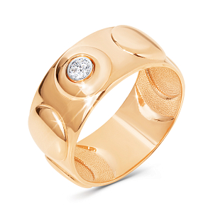 Кольцо из красного золота с фианитом