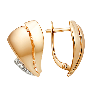 Серьги из красного золота с фианитами