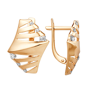 Серьги из красного золота с фианитами