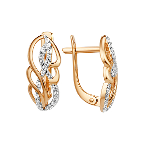 Серьги из красного золота с фианитами