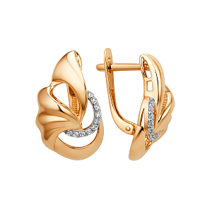 Серьги из красного золота с фианитами