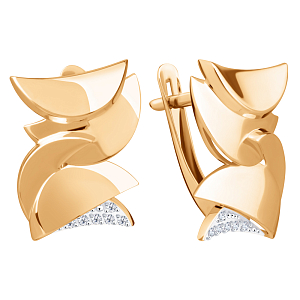 Серьги из красного золота с фианитами