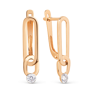 Серьги из красного золота с фианитами