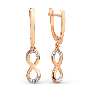 Серьги из красного золота с фианитами