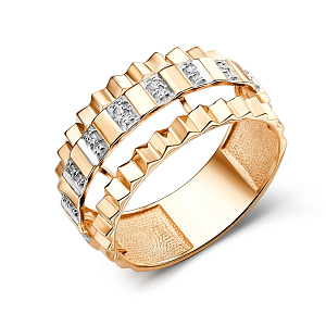 Кольцо из красного золота с фианитами