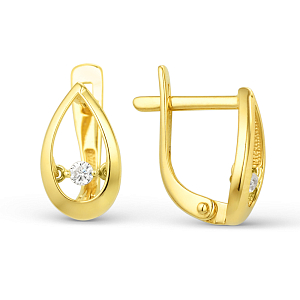 Серьги из желтого золота с фианитами