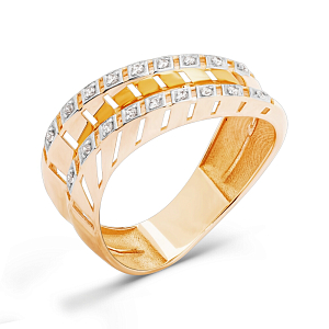 Кольцо из красного золота с фианитами