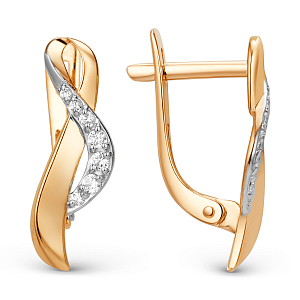 Серьги из красного золота с фианитами