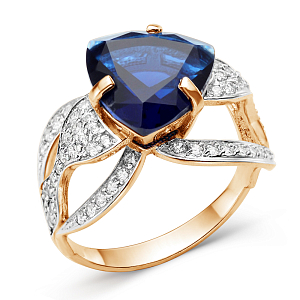 Кольцо из красного золота с корундом