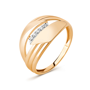 Кольцо из красного золота с фианитами