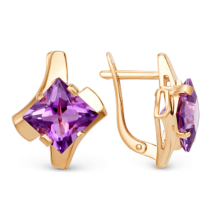 Серьги из красного золота с аметистами