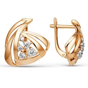 Серьги из красного золота с фианитами