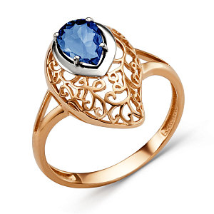 Кольцо из красного золота с корундом