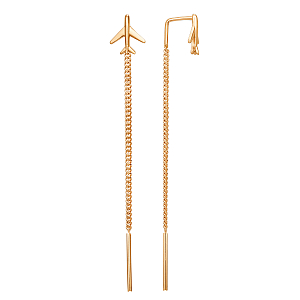 Серьги продевки из красного золота