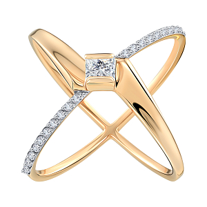 Кольцо из красного золота с фианитами