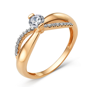 Кольцо из красного золота с фианитами