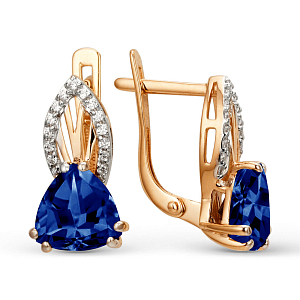 Серьги из красного золота с корундами