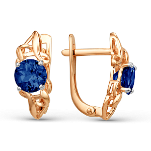 Серьги из красного золота с корундами