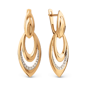 Серьги из красного золота с фианитами