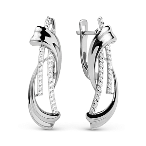 Серьги из белого золота с фианитами