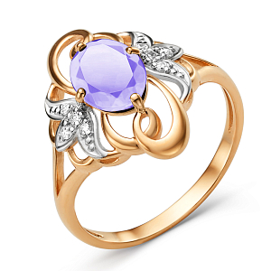 Кольцо из красного золота с аметистом