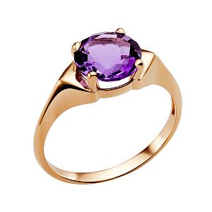 Кольцо из красного золота с аметистом