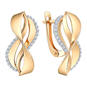 Серьги из красного золота с фианитами