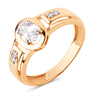 Кольцо из красного золота с фианитами