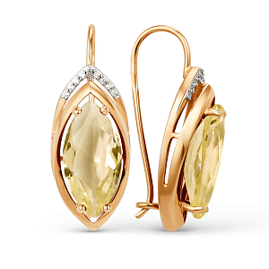 Серьги из красного золота с цитринами