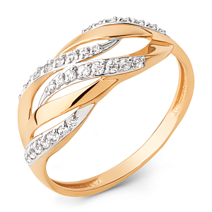 Кольцо из красного золота с фианитами