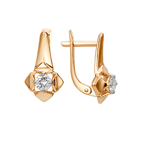 Серьги из красного золота с фианитами