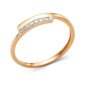 Кольцо из красного золота с фианитами