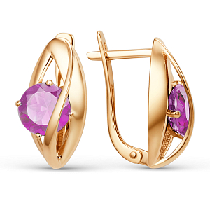 Серьги из красного золота с аметистами