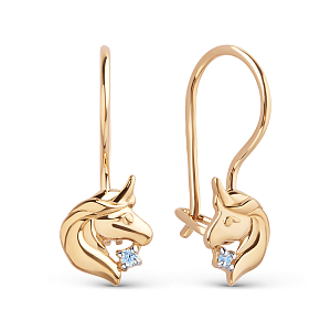 Серьги детские из красного золота