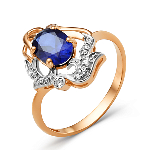 Кольцо из красного золота с корундом