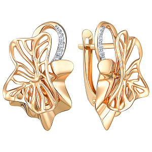 Серьги из красного золота с фианитами