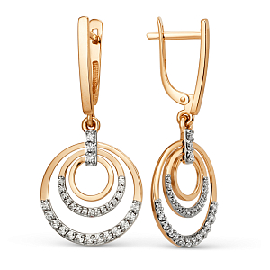 Серьги из красного золота с фианитами