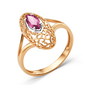 Кольцо из красного золота с корундом