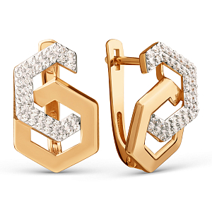 Серьги из красного золота с фианитами